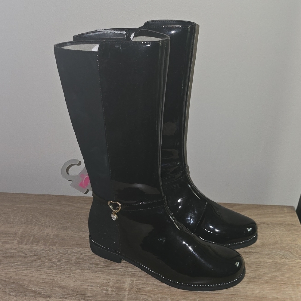 New Patent Black Riding Boots